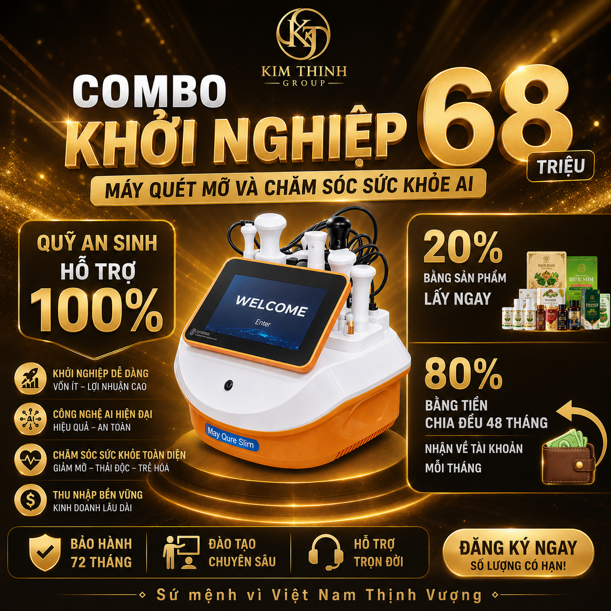 COMBO ĐẶT CỌC KHỞI NGHIỆP MÁY QUÉT MỠ & TRỊ LIỆU BẰNG AI LỰA CHỌN 1