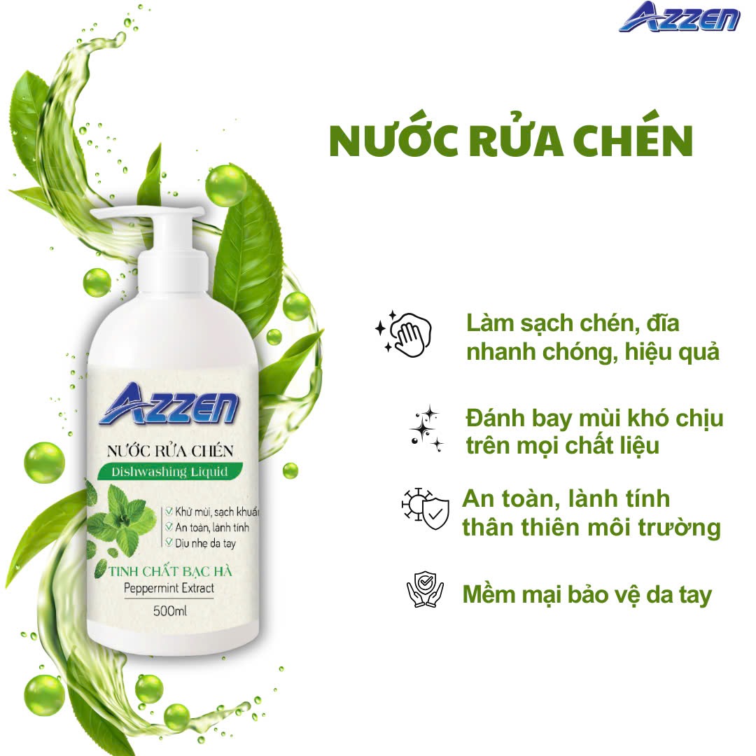 NƯỚC RỬA CHÉN CAO CẤP AZZEN HƯƠNG BẠC HÀ