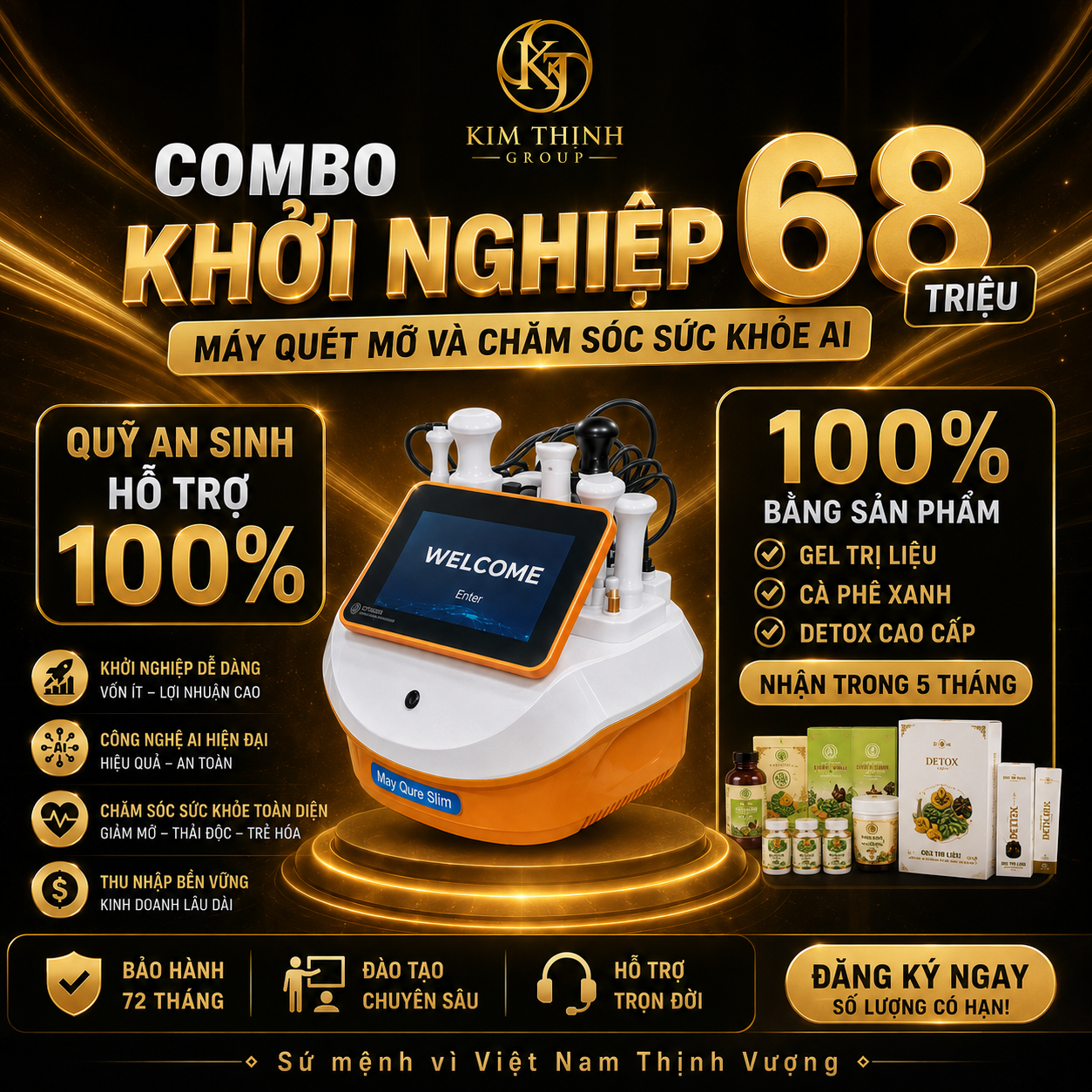 COMBO ĐẶT CỌC KHỞI NGHIỆP MÁY QUÉT MỠ & TRỊ LIỆU BẰNG AI LỰA CHỌN 2