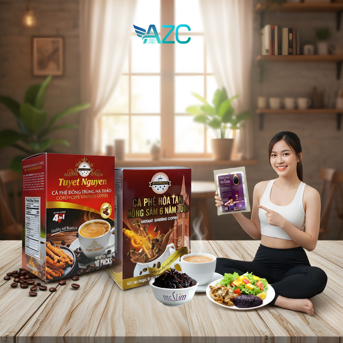 COMBO "CƠM TÍM GIẢM 50% CALORIES - CÀ PHÊ THẢO DƯỢC"